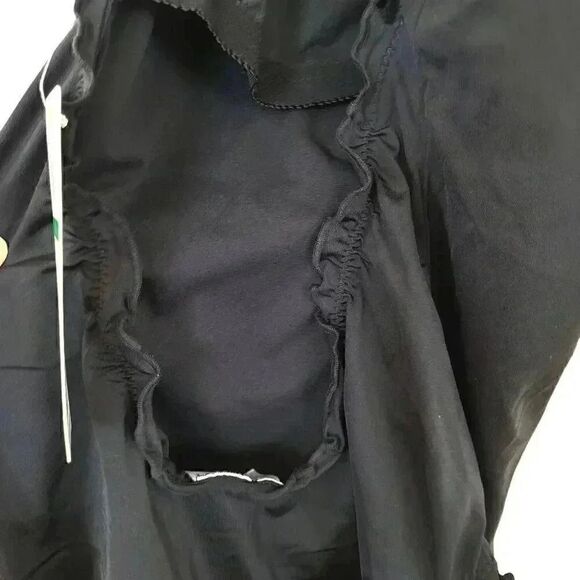 Anne Cole Women's Ebony Black Ruffled Low Cut One Piece Swimsuit NEW - Picture 7 of 10